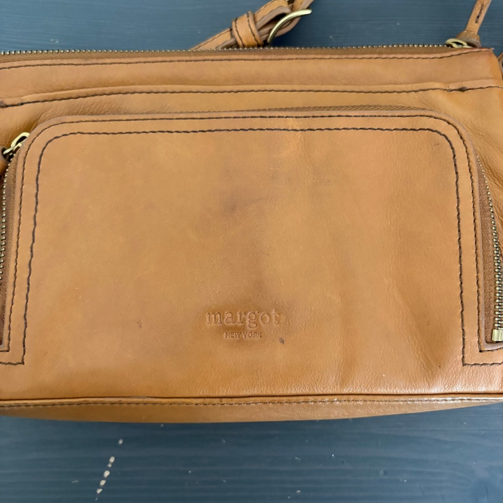 Margot New York Crossbody Molly Small Cognac Leather Minimalist Boho Bag - Picture 6 of 13